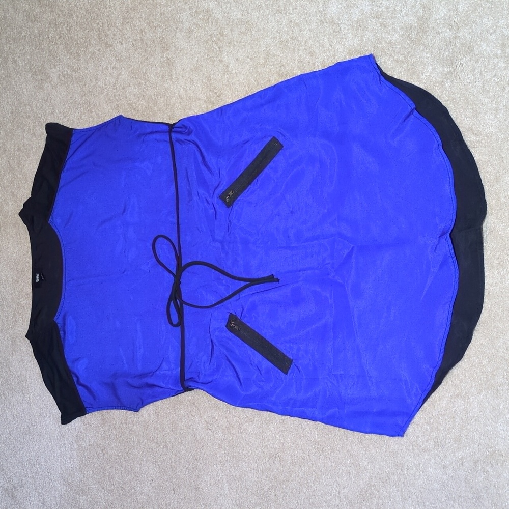 Shirt Dress / Blue & Black Shirt Dress with Pockets
